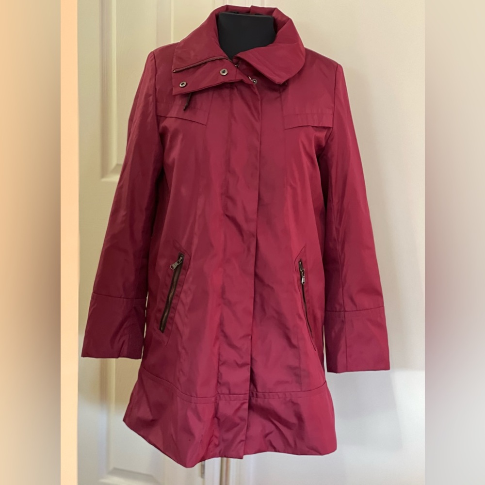 Andrew Marc Trench Coat with Faux Leather Trim